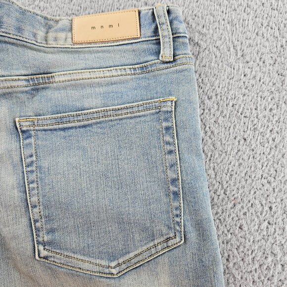 mnml Jeans Mens 31 Blue M6 Stretch Denim Distressed Zipper Ankle Slim Fit - Picture 16 of 16